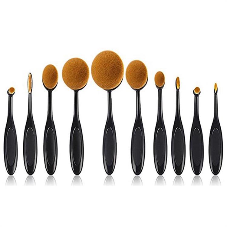 10PCS အလှကုန်သွားတိုက်တံမိတ်ကပ် Brush Brushhes Set Oval