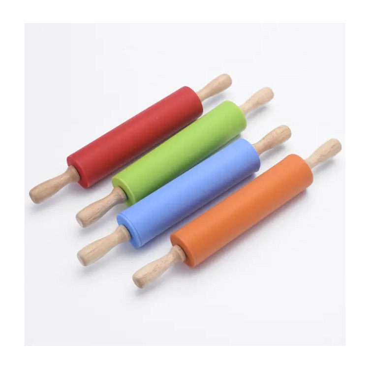 သစ်သားလက်ကိုင်နှင့်အတူ non-stick pastry pin ကိုမုန့်ဖုတ်ကိရိယာ