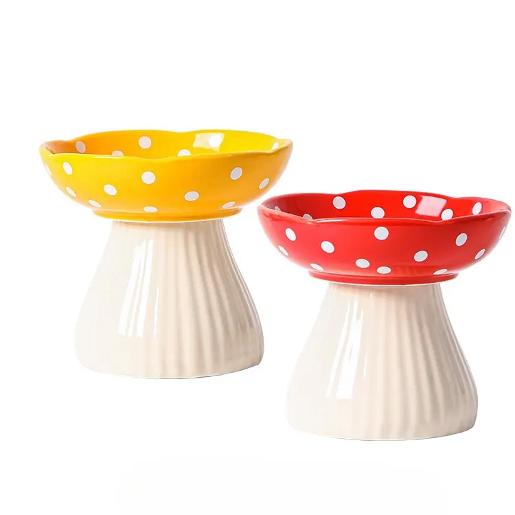 ကာတွန်း High Foot Ceramic မြင့်မားသောကြောင်အမိုးခုံးအမြင့်ဆုံးအစာ