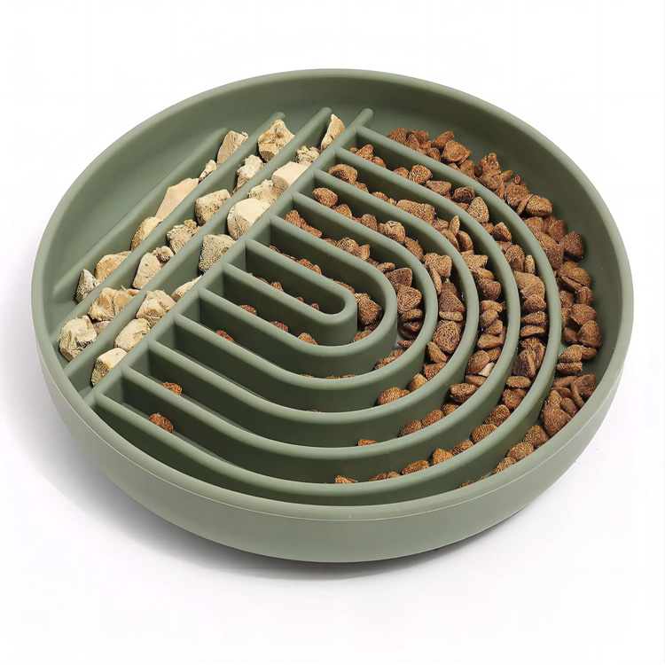 Custom Logo Round Maze Silicone နှေးကွေးသောခွေးအိမ်မွေးတိရိစ္ဆာန်ပန်းကန်လုံး