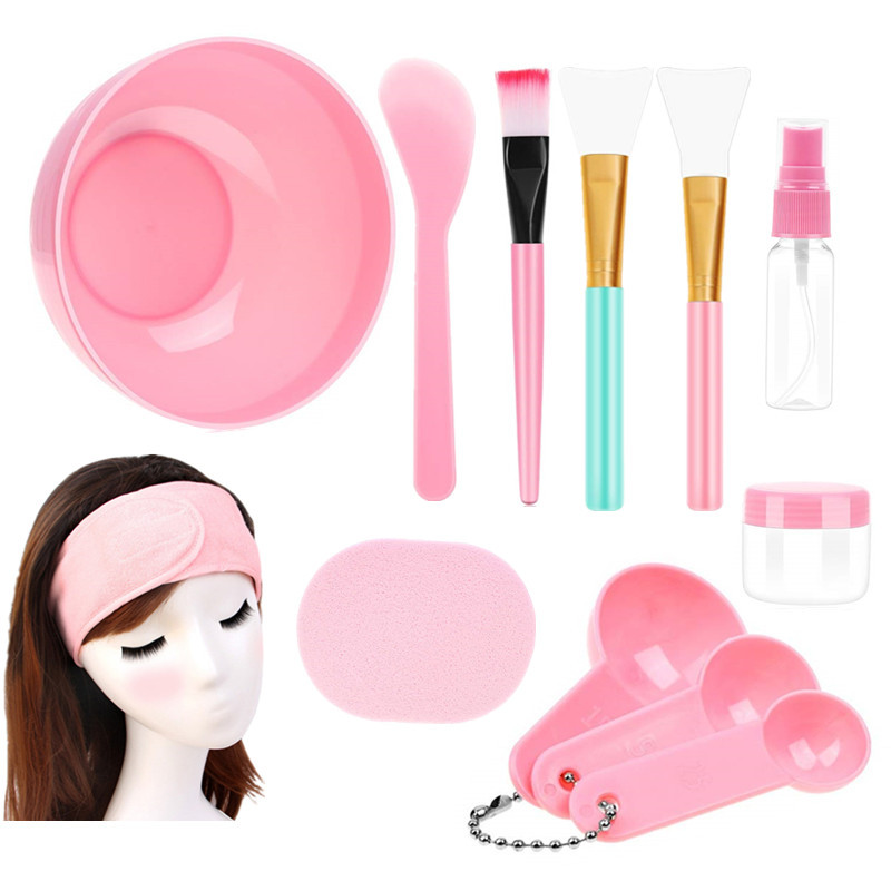 DIY Facial Care မျက်နှာဖုံးဆေးရောနှောထားသောဖလားနှင့်ကိရိယာအစုံရောစပ်ခြင်း