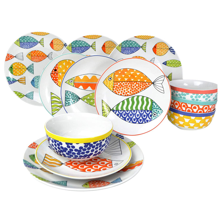 ယူရိုချစ်စရာငါးပုံစံ Stoneware Dinnerware Set