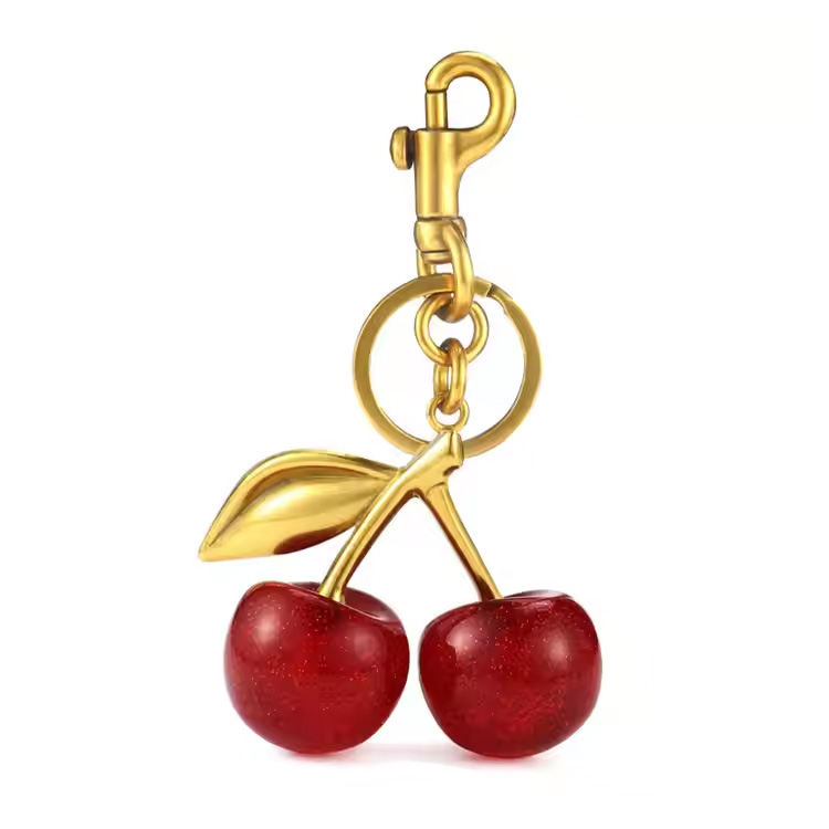 ဖက်ရှင် 3D Crystal Red Cherry Summer Pendant Key Them