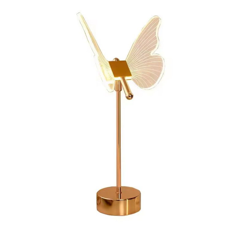 အိမ်အပြင်အဆင် ချိန်ညှိနိုင်သော Folding Crystal Butterfly Desk မီးအိမ်