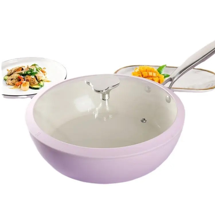 Lavender Shell Copy Wok Wok Cobblestone Ceretic Ceretic ဒယ်အိုး