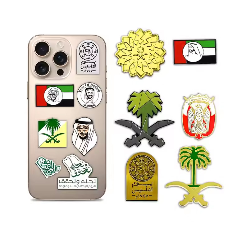 မက္ကဆီကိုသတ္တုထုံးစံ lapels ကြွေဆော် Saudi Metal Sticker Pin