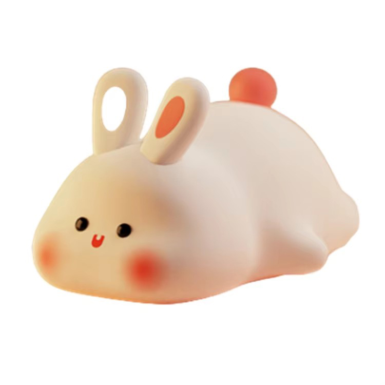 Mini အားပြန်သွင်းနိုင်သော LED Soft Touch Silicone Bunny စားပွဲတင်မီးအိမ်