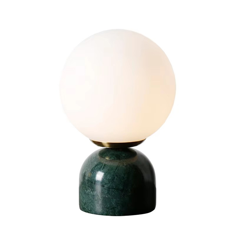 ခေတ်မီ Marble Base Bedside Mini Glass စမတ်စားပွဲတင်မီးအိမ်
