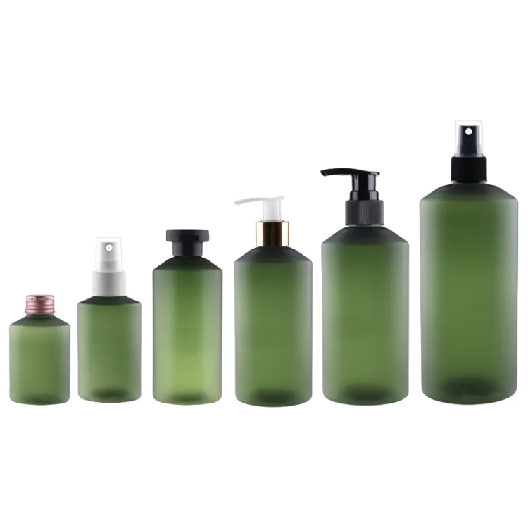 Oblique ပခုံး frosted အစိမ်းရောင် toner ခေါင်းလျှော်ရည်ပုလင်း