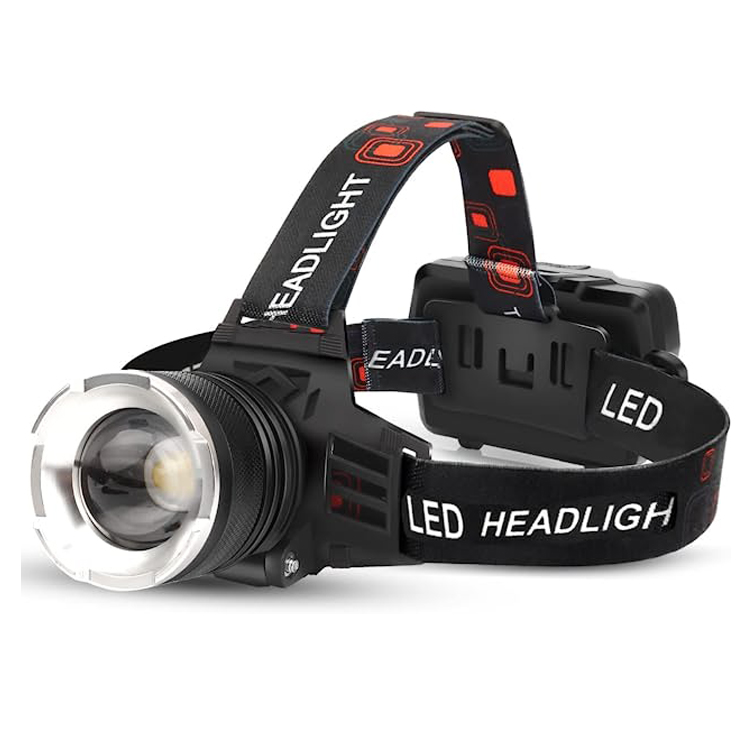 ပြင်ပတွင် ချိန်ညှိနိုင်သော Zoom Headlamp LED အားပြန်သွင်းနိုင်သော ခေါင်းမီးများ