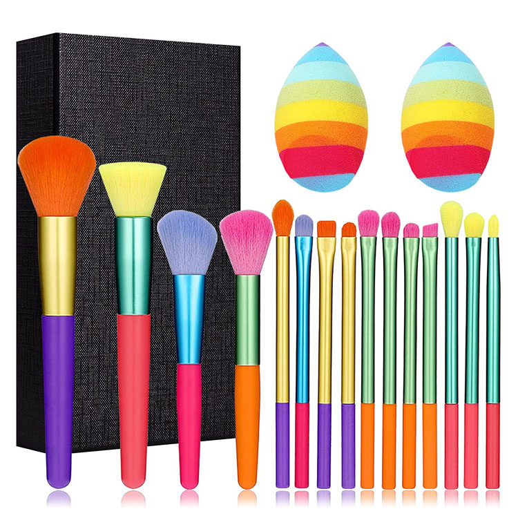 Premium Synthetic 15PCS ရောင်စုံမိတ်ကပ် Brush Set