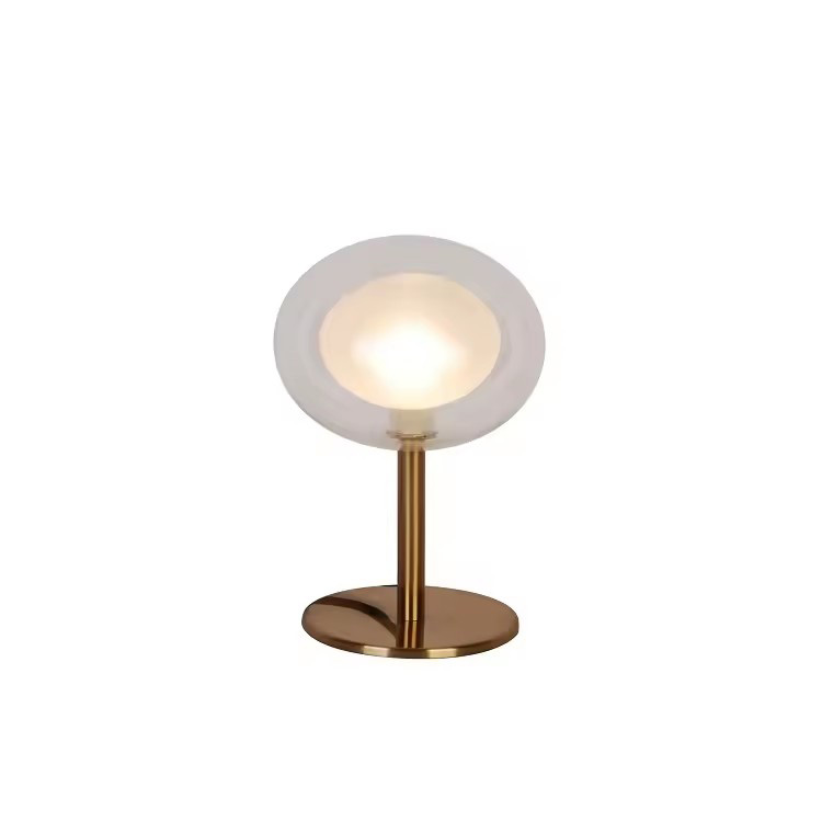 Round Glass Ball Hotel Desk စိတ်ကြိုက် Metal Base Table မီးအိမ်များ