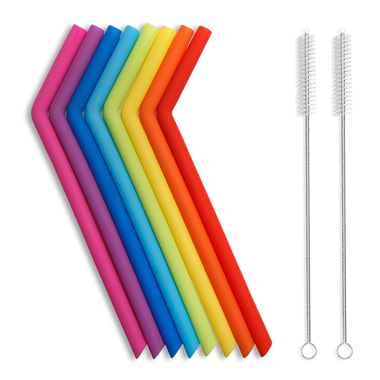 Smoothie ပြန်သုံးနိုင်သော Silicone Drinking Straws