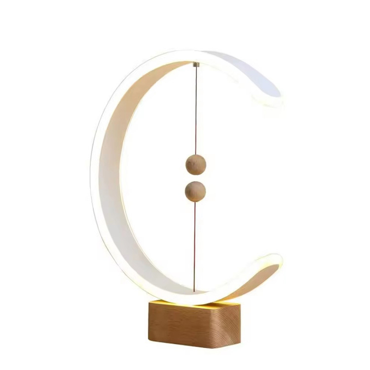 USB Magnetic Wooden Levitation Mid-air Balance Desk မီးအိမ်